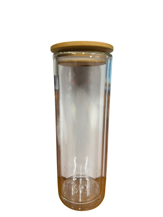 20 oz glass skinny snow globe tumbler w/ bamboo lid